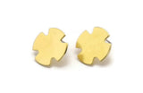 Brass Geometric Earring, 8 Raw Brass Geometric Stud Earrings (18x0.80mm) B0126 A3360
