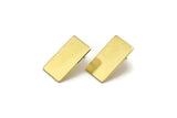 Raw Brass Earring, 8 Raw Brass Rectangle Stud Earrings (25x15x0.80mm) A0911 A3583