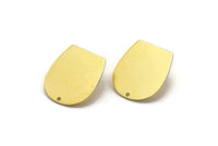 D Shaped Earring, 4 Raw Brass D Shaped Stud Earrings With 1 Hole (25x22x0.80mm) M464 A3418