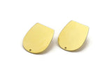 D Shaped Earring, 4 Raw Brass D Shaped Stud Earrings With 1 Hole (25x22x0.80mm) M464 A3418
