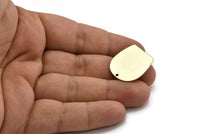 D Shaped Earring, 4 Raw Brass D Shaped Stud Earrings With 1 Hole (25x22x0.80mm) M464 A3418