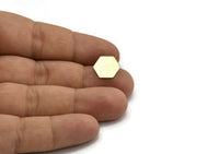 12 Raw Brass Hexagon Stud Earrings (12mm) B0197 A6865