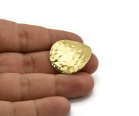 Brass Hammered Earring, 4 Raw Brass Hammered Wavy Stud Earrings Without Holes (28mm) B0114