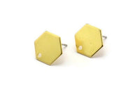 Brass Honeycomb Earring, 8 Raw Brass Hexagon Stud Earrings (12.5x0.80mm)  B0100 A3606
