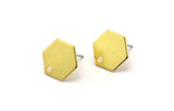 Brass Honeycomb Earring, 8 Raw Brass Hexagon Stud Earrings (12.5x0.80mm)  B0100 A3606