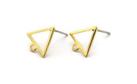Brass Triangle Earring, 8 Raw Brass Triangle Stud Earrings With 1 Loop (12x11.5x0.8mm) BS 2259 A6866
