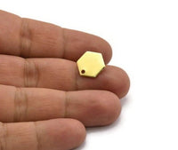 Brass Honeycomb Earring, 8 Raw Brass Hexagon Stud Earrings (12.5x1mm) D0090 A6863