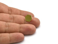 Brass Hexagon Earring, 6 Raw Brass Hexagon Stud Earrings (12x11x1mm) A3946 A6868