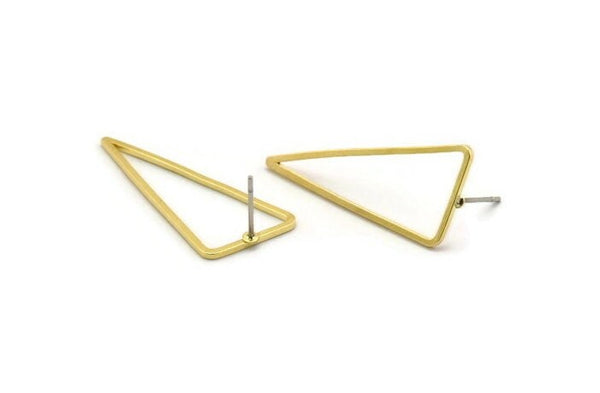 30mm Brass Triangles - 8 Raw Brass Half Triangles Stud Earrings (30x33x15x1mm) Bs 1146 A6870