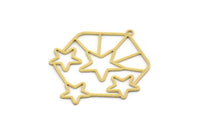 Brass Hexagon Charm, 4 Raw Brass Hexagon Charms With 1 Loop, Star Charms, Earring Findings, Geometric Charms (36x32x0.60mm) SMP0319