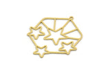 Brass Hexagon Charm, 4 Raw Brass Hexagon Charms With 1 Loop, Star Charms, Earring Findings, Geometric Charms (36x32x0.60mm) SMP0319
