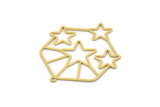 Brass Hexagon Charm, 4 Raw Brass Hexagon Charms With 1 Loop, Star Charms, Earring Findings, Geometric Charms (36x32x0.60mm) SMP0319