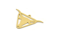 Brass Bull Charm, 10 Raw Brass Ox Head Shaped Charms With 1 Loop, Triangle Charms, Findings (18x28x0.60mm) SMP0321