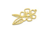 Brass Flower Charm, 6 Raw Brass Flower Shape Charms With 1 Loop, Charm Pendants (32x18x0.60mm) SMP0322