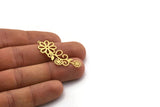 Brass Flower Charm, 6 Raw Brass Flower Shape Charms With 1 Loop, Charm Pendants (41x16x0.60mm) SMP0324
