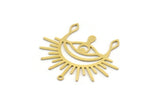 Brass Eye Charm, 6 Raw Brass Eye And Sun Shaped Charms With 1 Loop, Earring Charms (29x34x0.60mm) SMP0325