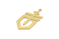 Brass Sword Charm, 10 Raw Brass Sword Shaped Charms With 1 Loop, Earrings, Charms Pendants, Findings (30x15x0.60mm) SMP0326