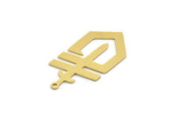 Brass Sword Charm, 10 Raw Brass Sword Shaped Charms With 1 Loop, Earrings, Charms Pendants, Findings (30x15x0.60mm) SMP0326