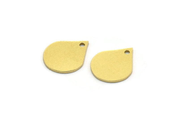 Brass Drop Charm, 24 Raw Brass Drop Charms With 1 Hole, Earrings, Findings (12x10x0.60mm) SMP0329