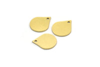Brass Drop Charm, 24 Raw Brass Drop Charms With 1 Hole, Earrings, Findings (12x10x0.60mm) SMP0329