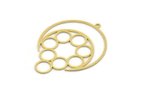 Brass Moon Charm, 2 Raw Brass Crescent Moon Charms With 1 Loop, Circles Findings  (39x30x0.60mm) SMP0334