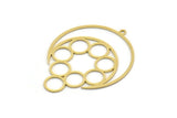 Brass Moon Charm, 2 Raw Brass Crescent Moon Charms With 1 Loop, Circles Findings  (39x30x0.60mm) SMP0334
