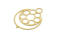 Brass Moon Charm, 2 Raw Brass Crescent Moon Charms With 1 Loop, Circles Findings  (39x30x0.60mm) SMP0334