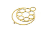 Brass Moon Charm, 2 Raw Brass Crescent Moon Charms With 1 Loop, Circles Findings  (39x30x0.60mm) SMP0334