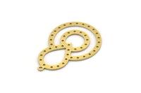 Brass Round Charm, 4 Raw Brass Round Shaped Charms With 1 Loop, Drop Charms, Findings (32x21x0.60mm) SMP0336