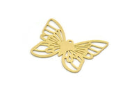 Brass Butterfly Charm, 4 Raw Brass Butterfly Charms With 1 Loop, Earring Findings (26x34x0.60mm) SMP0337