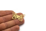 Brass Butterfly Charm, 4 Raw Brass Butterfly Charms With 1 Loop, Earring Findings (26x34x0.60mm) SMP0337