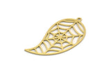 Brass Spider Web Charm, 6 Raw Brass Spider Web Charms With 1 Loop, Charm Pendants, Findings (34x17x0.60mm) SMP0338