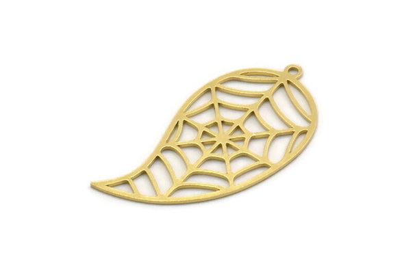 Brass Spider Web Charm, 6 Raw Brass Spider Web Charms With 1 Loop, Charm Pendants, Findings (34x17x0.60mm) SMP0338