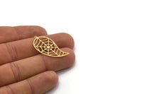 Brass Spider Web Charm, 6 Raw Brass Spider Web Charms With 1 Loop, Charm Pendants, Findings (34x17x0.60mm) SMP0338