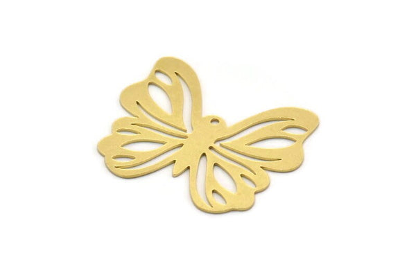 Brass Butterfly Charm, 4 Raw Brass Butterfly Charms With 1 Loop, Earring Findings (27x34x0.60mm) SMP0341