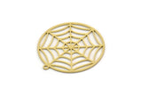 Brass Round Charm, 4 Raw Brass Spider Web Charms With 1 Loop, Charm Pendants, Findings (29.5x32x0.60mm) SMP0343