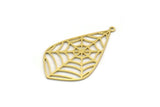 Brass Drop Charm, 4 Raw Brass Spider Web Charms With 1 Loop, Charm Pendants (36x21x0.60mm) SMP0344