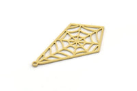 Brass Diamond Charm, 6 Raw Brass Spider Web Charms With 1 Loop, Charm Pendants, Findings (36x20x0.60mm) SMP0347