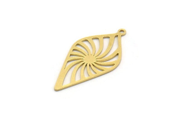 Brass Drop Charm, 8 Raw Brass Drop Charms With 1 Loop, Earrings, Findings (31x15x0.60mm) SMP0350
