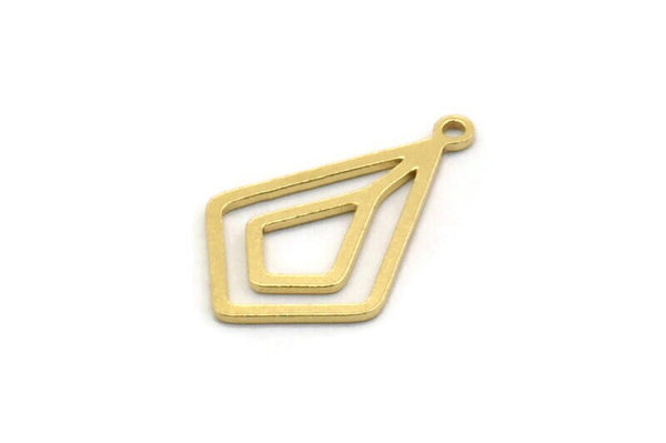Brass Diamond Charm, 12 Raw Brass Diamond Shaped Charms With 1 Loop, Pendant Findings (20x12x0.60mm) SMP0352