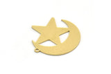 Brass Moon Charm, 8 Raw Brass Crescent Moon Shaped Charms With 1 Loop, Star Findings (22.5x22x0.60mm) SMP0354