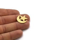 Brass Moon Charm, 8 Raw Brass Crescent Moon Shaped Charms With 1 Loop, Star Findings (22.5x22x0.60mm) SMP0354