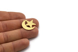 Brass Moon Charm, 8 Raw Brass Crescent Moon Shaped Charms With 1 Loop, Star Findings (22.5x22x0.60mm) SMP0354