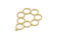 Brass Round Charm, 4 Raw Brass Round Shaped Charms With 1 Loop, Circles Charm, Pendants, Findings (31x23x0.60mm) SMP0357