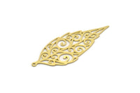 Brass Leaf Charm, 4 Raw Brass Leaf Charms With 1 Loop, Charm Pendants (51x20x0.60mm) SMP0361