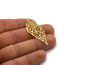 Brass Leaf Charm, 4 Raw Brass Leaf Charms With 1 Loop, Charm Pendants (51x20x0.60mm) SMP0361