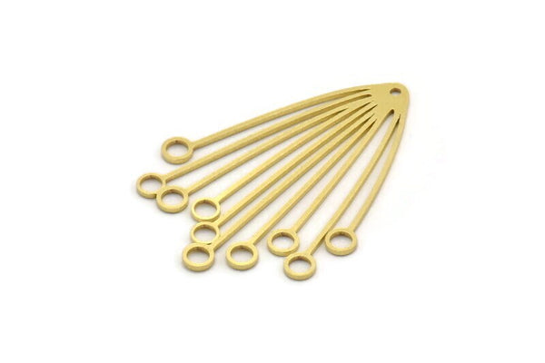 Brass Fringed Charm, 4 Raw Brass Fringe Shaped Charms With 1 Hole (44x32x0.80mm) SMP0362