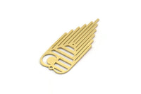 Brass Fringed Charm, 4 Raw Brass Fringe Shaped Charms With 1 Loop, Heart Charm, Findings (43x17x0.60mm) SMP0363