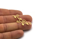 Brass Leaf Charm, 12 Raw Brass Branch Charms With 1 Loop, Charm Pendants (42x18x0.60mm) SMP0364 A5891