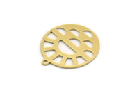 Brass Round Charm, 6 Raw Brass Rising Sun Patterned Round Shaped Charms With 1 Loop, Charm Pendants (21x19x0.60mm) SMP0365